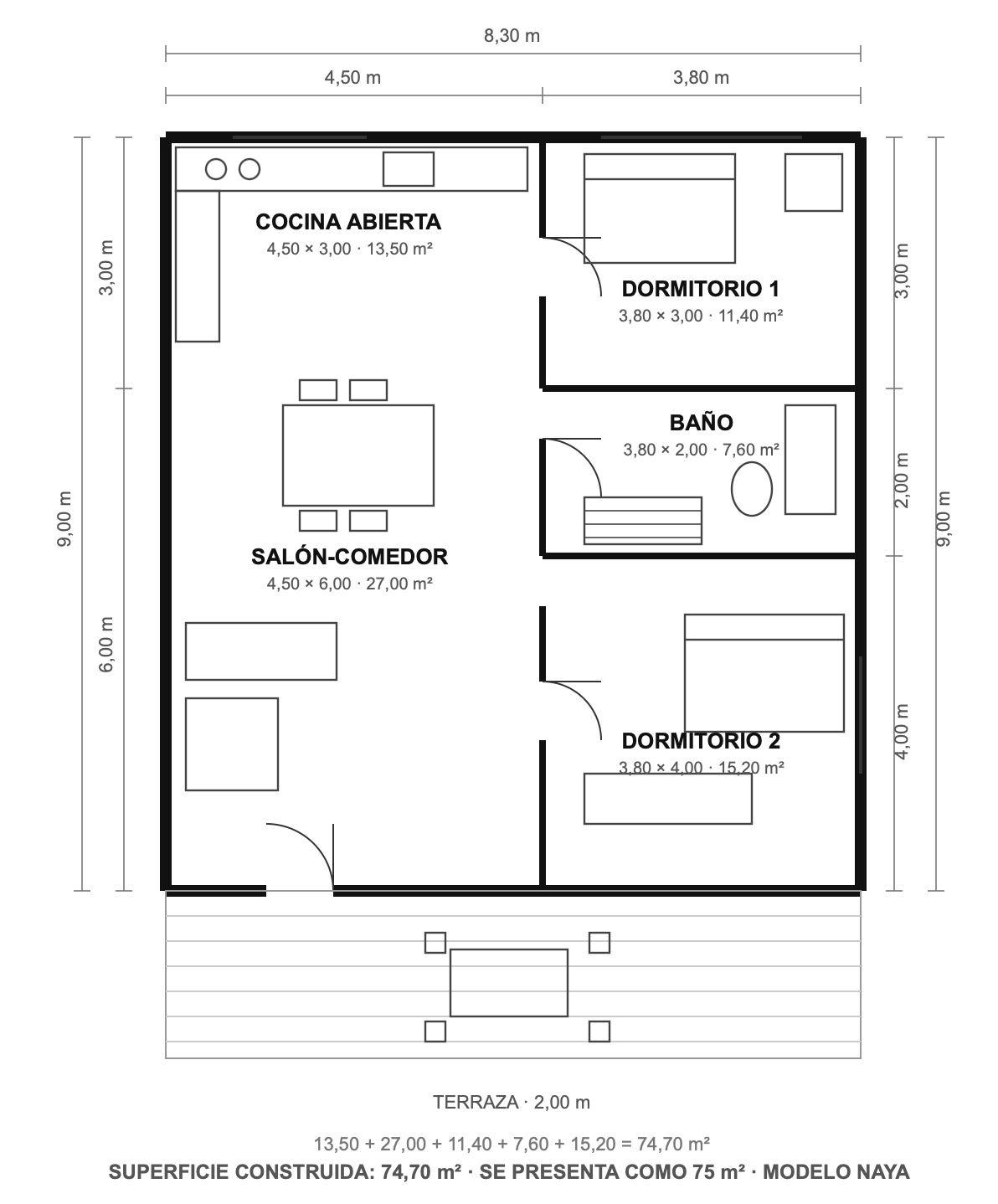 Plano de Distribución 75m2