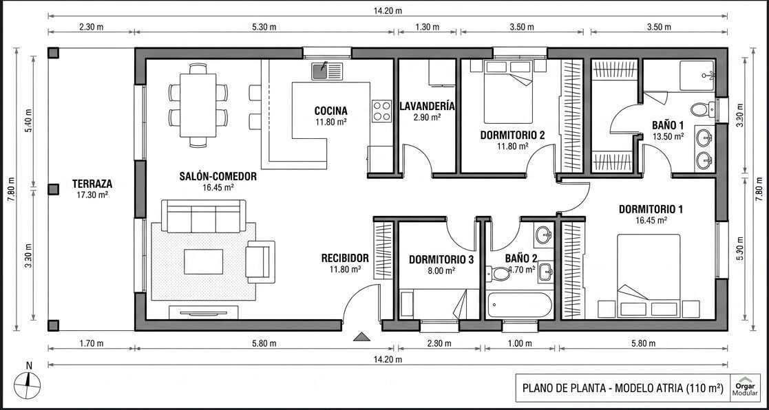 Plano de Planta Modelo Atria 110m2